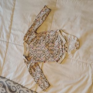 Black pink gold floral long sleeve onesie